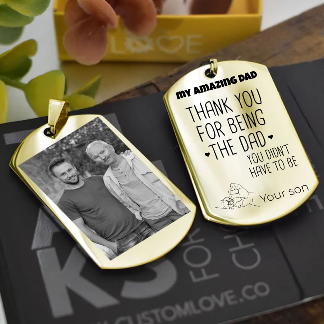 Thank you for being-Dad Medall +Personalized Photo